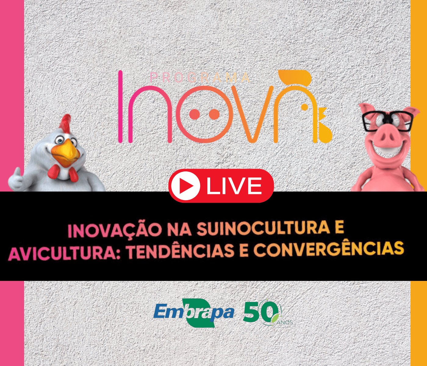 Tendências e convergências na inovação da suinocultura e avicultura serão discutidas em Live do Programa Inova