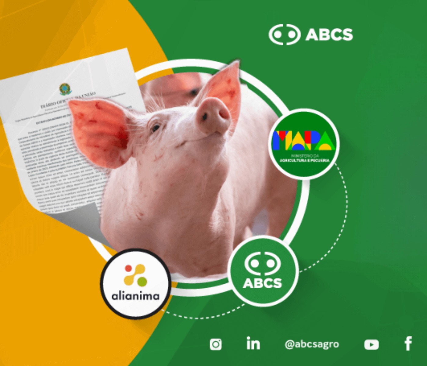 Mapa, ABCS e Alianima firmam Acordo de Cooperação Técnica para fomentar a produção sustentável de suínos