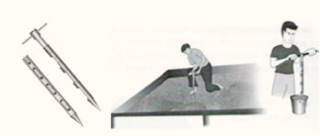 Figura 2. Calador composto (Esquerda) e demonstração de coleta(Direita). Fonte: Adaptado de Couto (2008).